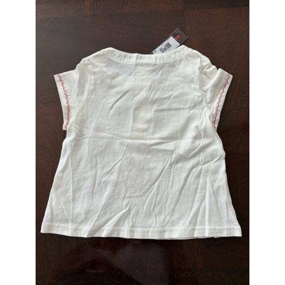 Catimini 3A Girls White w/Multicolored Embroidered Tee Shirt - Picture 5 of 9